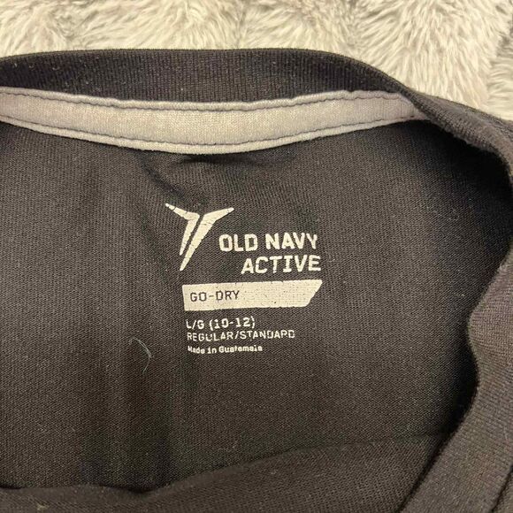 Old Navy T-Shirt Boys L Short Sleeve Black Go-Dry Active Athletic Football Tee - Picture 3 of 6